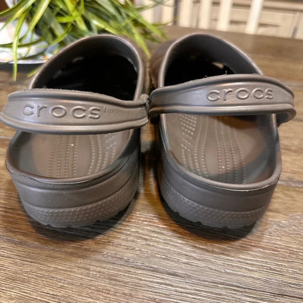 Yukon Vista II Crocs Leather Lined Clogs Slip On Shoes Brown Size Mens 9